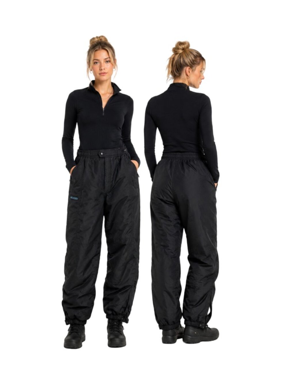 Columbia Vintage Ski Snow Pants Women's Black Nylon Insulated Outdoor Medium